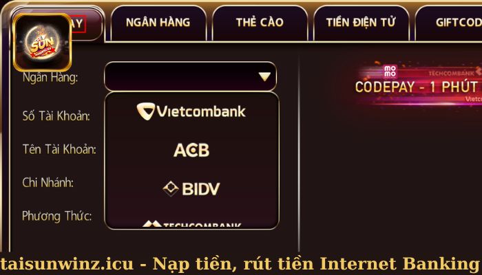 Nạp tiền và rút tiền qua Internet Banking Nạp tiền và rút tiền qua Internet Banking