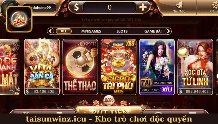 Kho trò chơi độc quyền cho hội viên Sunwin